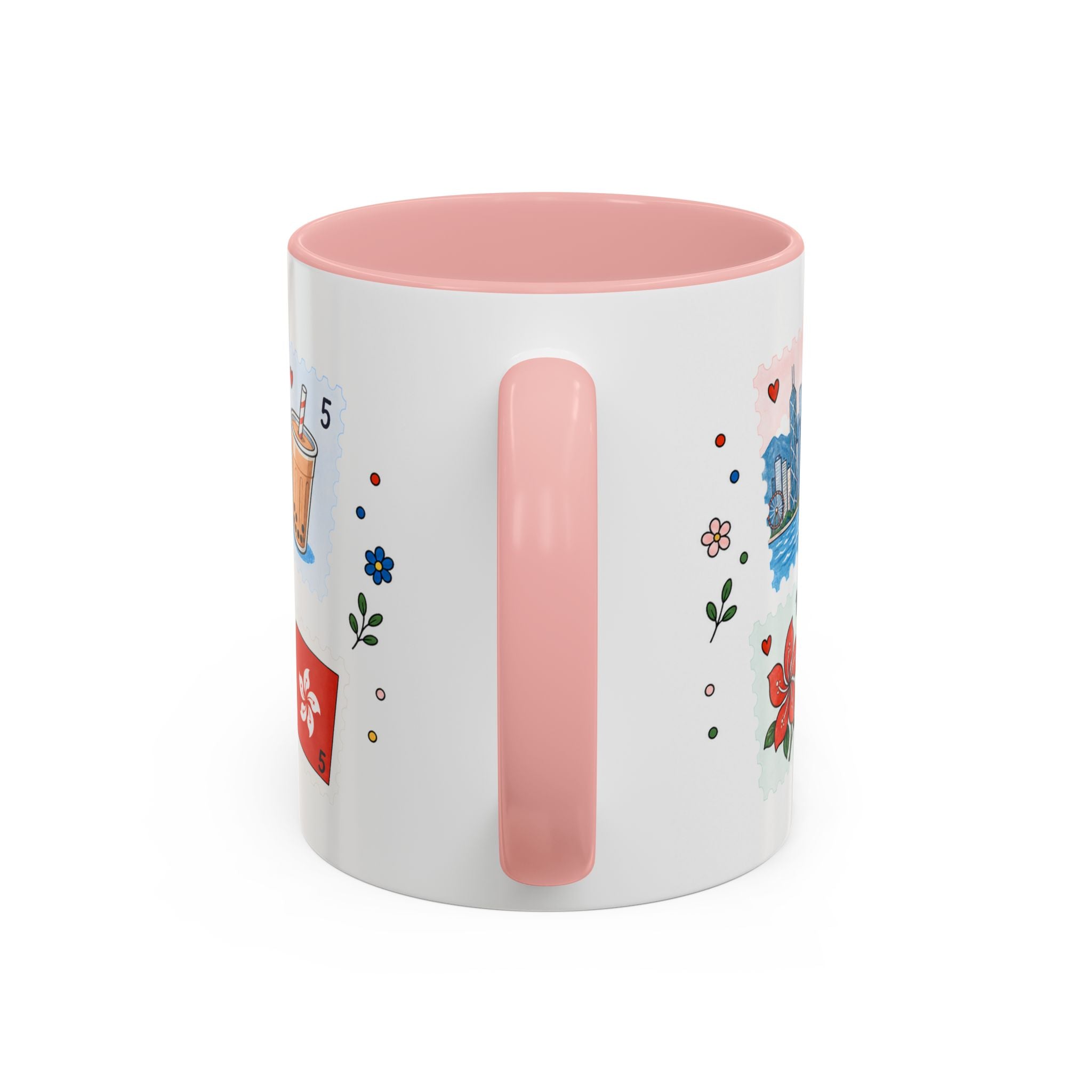 Hong Kong Coffee Mug | Postage Stamp Collage Mug | Travel Souvenir Accent Cup 11oz 15oz