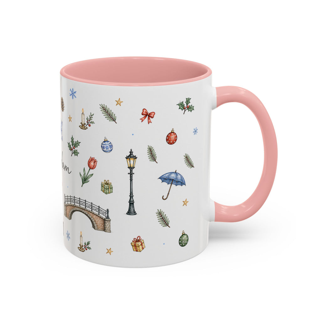 Amsterdam Christmas Watercolor Mug | Festive City Souvenir Coffee Cup