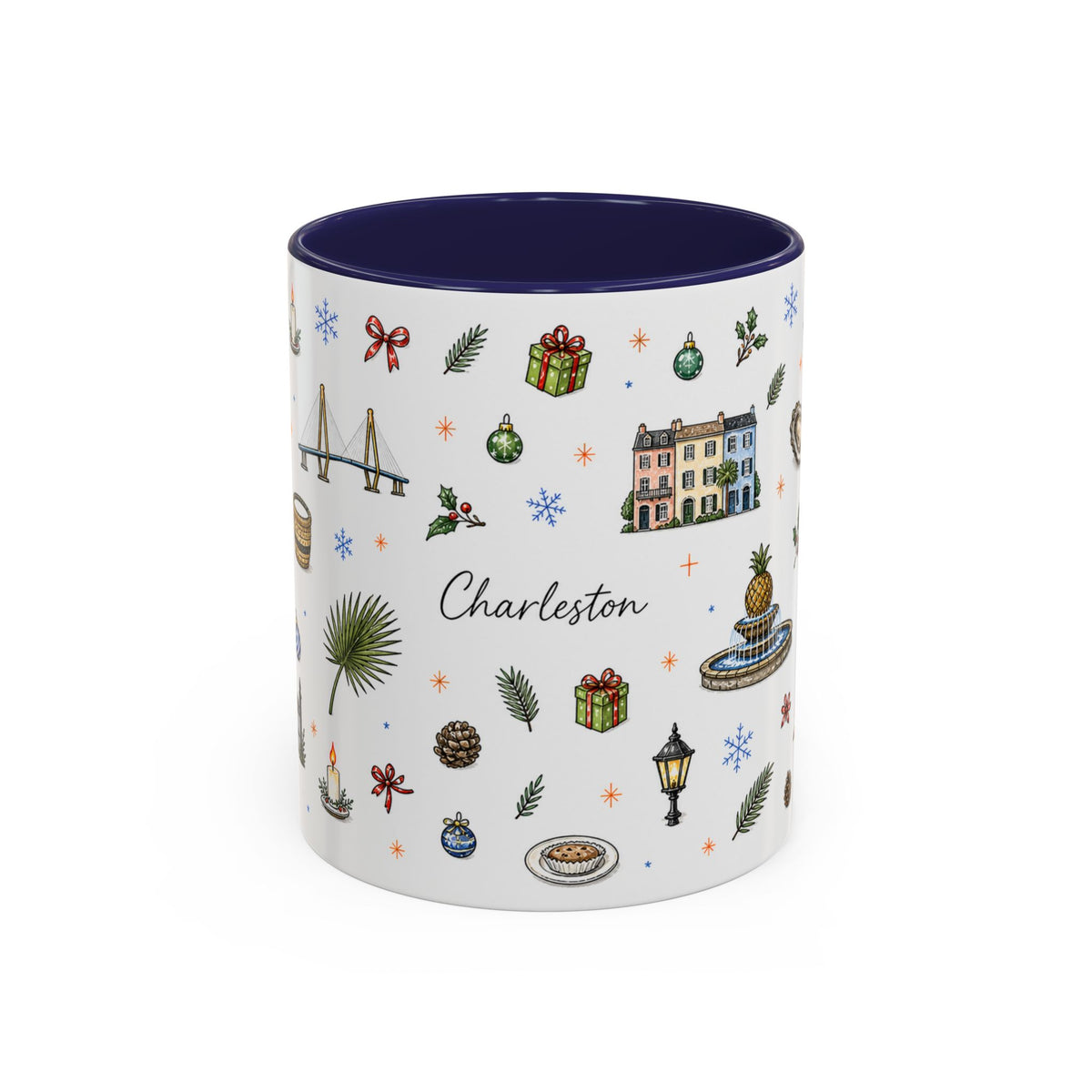 Charleston Christmas Mug | Watercolor City Souvenir, Holiday Travel Gift (11oz/15oz)