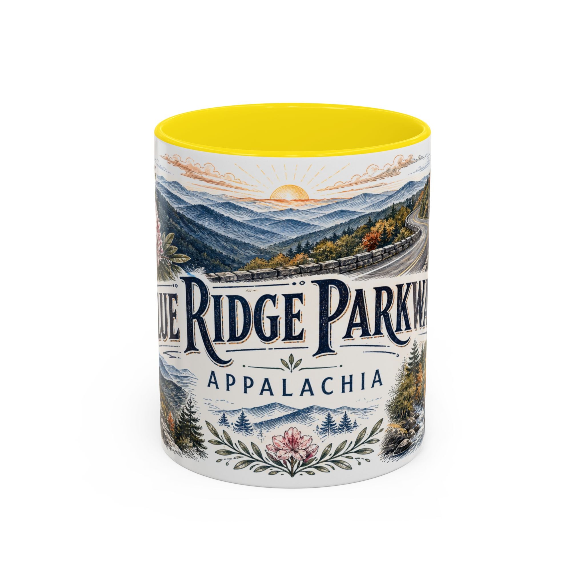 Blue Ridge Parkway Mug, Appalachia Travel Souvenir, Bucket List Gift, Accent Ceramic Coffee Mug 11oz 15oz