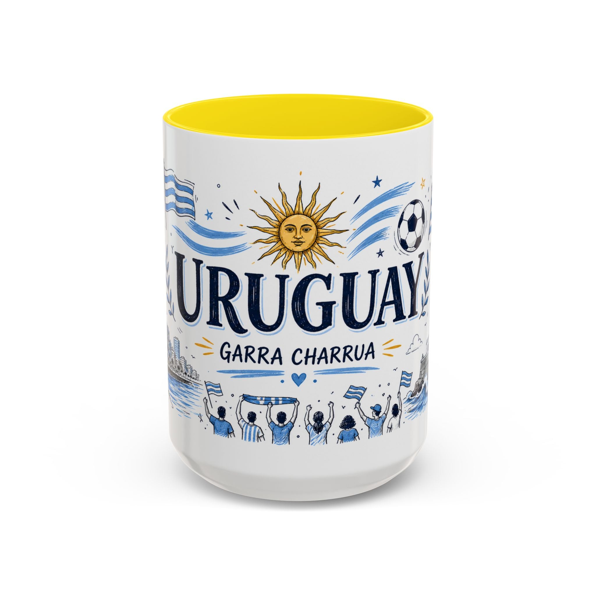 Uruguay Soccer Coffee Mug | World Cup Fan Gift | Accent Color Ceramic 11oz 15oz Match Day Cup