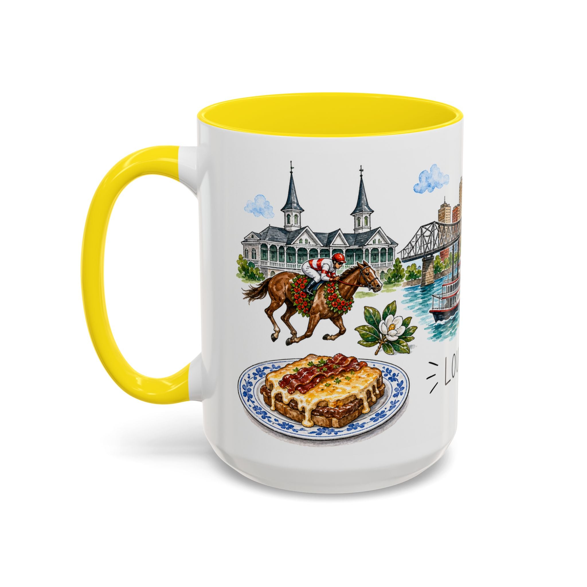Louisville Illustrated Travel Mug | City Souvenir Accent Coffee Mug | 11oz 15oz Ceramic Cup