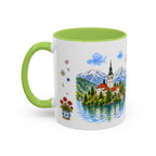 Bled Illustrated Travel Mug | Slovenia Souvenir Accent Coffee Mug | 11oz 15oz Ceramic Cup