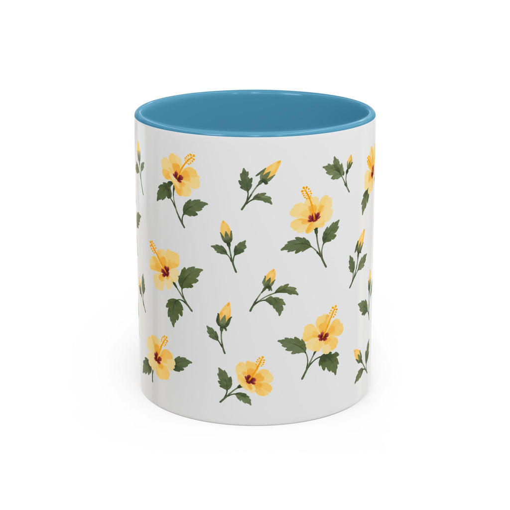 Hawaii Yellow hibiscus Mug, State Flower Floral Coffee Cup, 11oz Botanical Gift