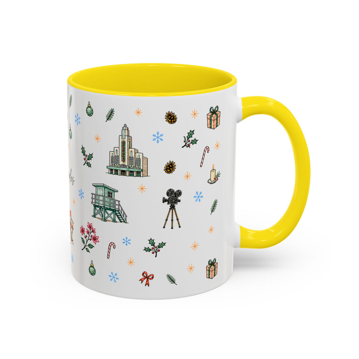 Los Angeles Christmas Mug | Watercolor City Souvenir | Ceramic Coffee Cup (11oz or 15oz)