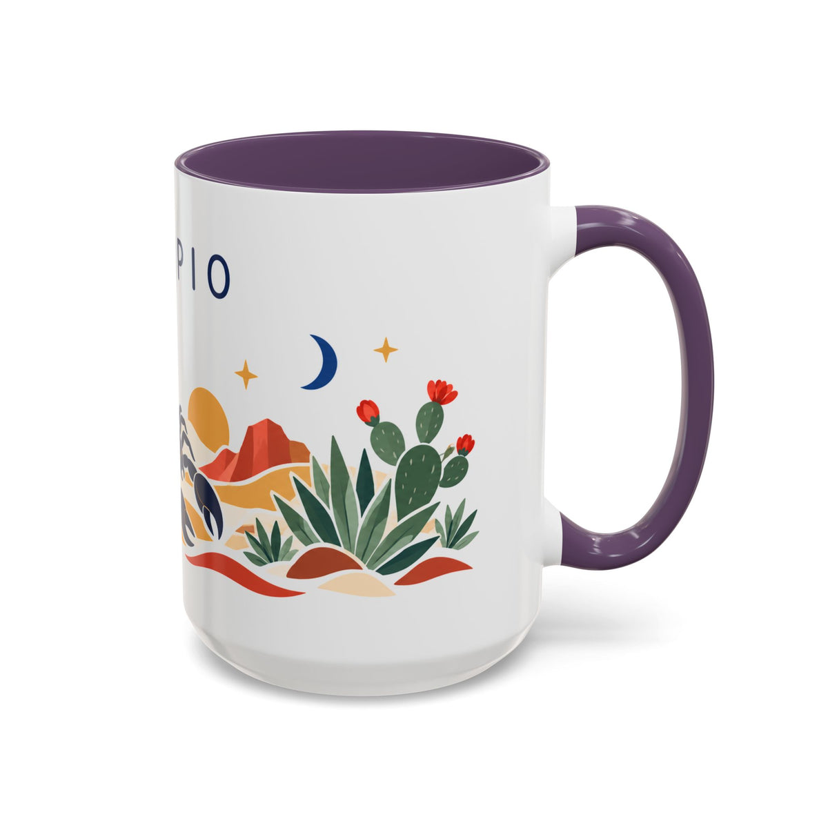 Scorpio Zodiac Coffee Mug | Scorpion and Desert Design | Astrology Birthday Gift | 11 oz 15 oz Ceramic Accent Mug