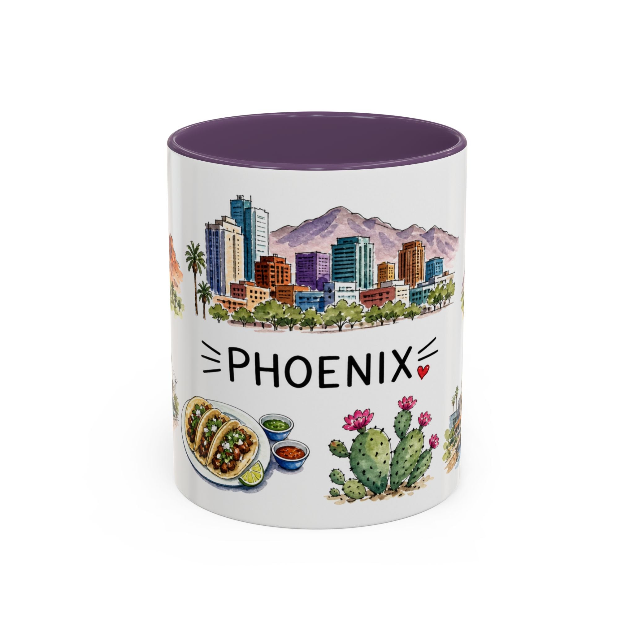 Phoenix Illustrated Travel Mug | City Souvenir Accent Coffee Mug | 11oz 15oz Ceramic Cup