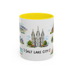 Salt Lake City Illustrated Travel Mug | City Souvenir Accent Coffee Mug | 11oz 15oz Ceramic Cup