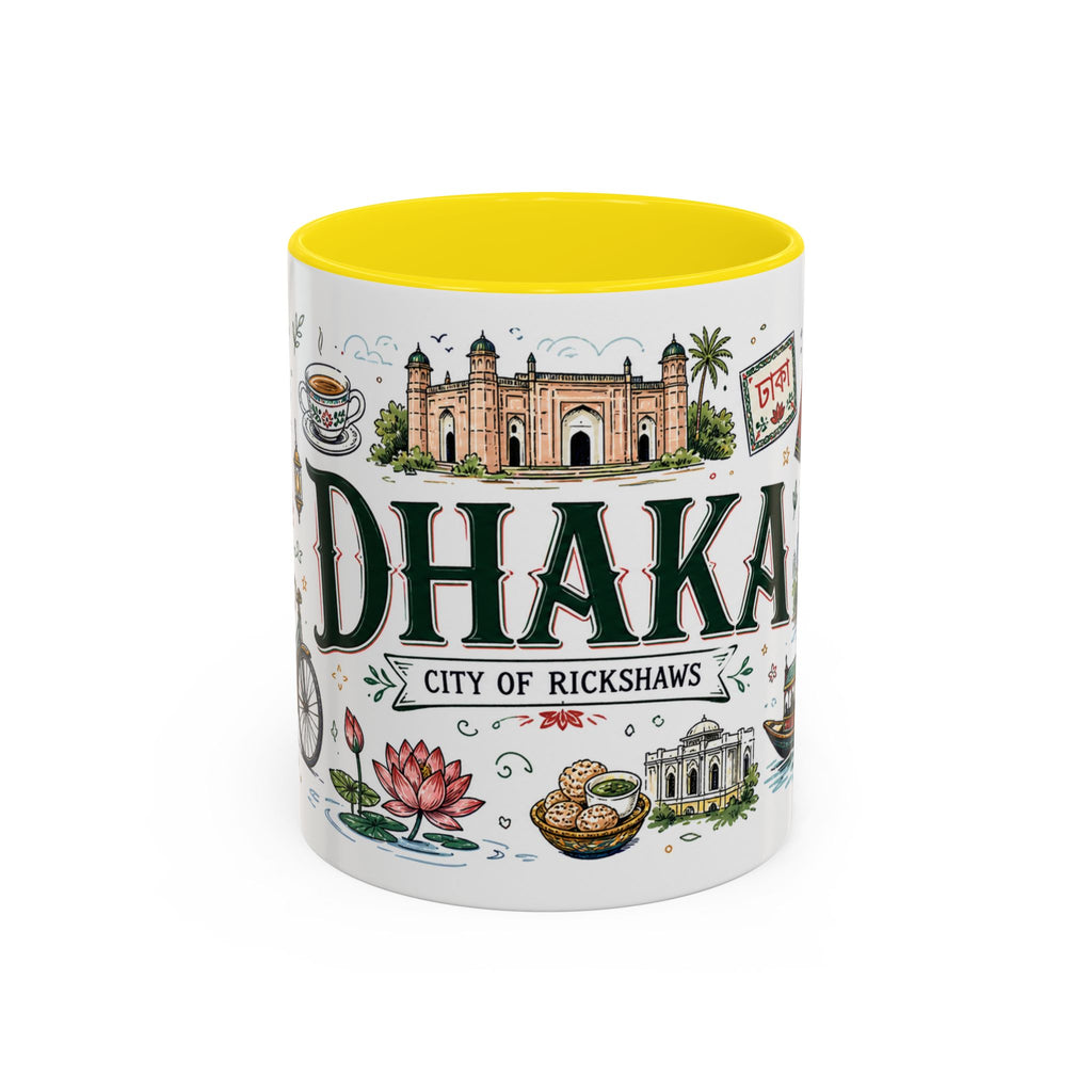 Dhaka Coffee Mug | Bangladesh Souvenir Travel Gift | Accent Color Ceramic 11oz 15oz