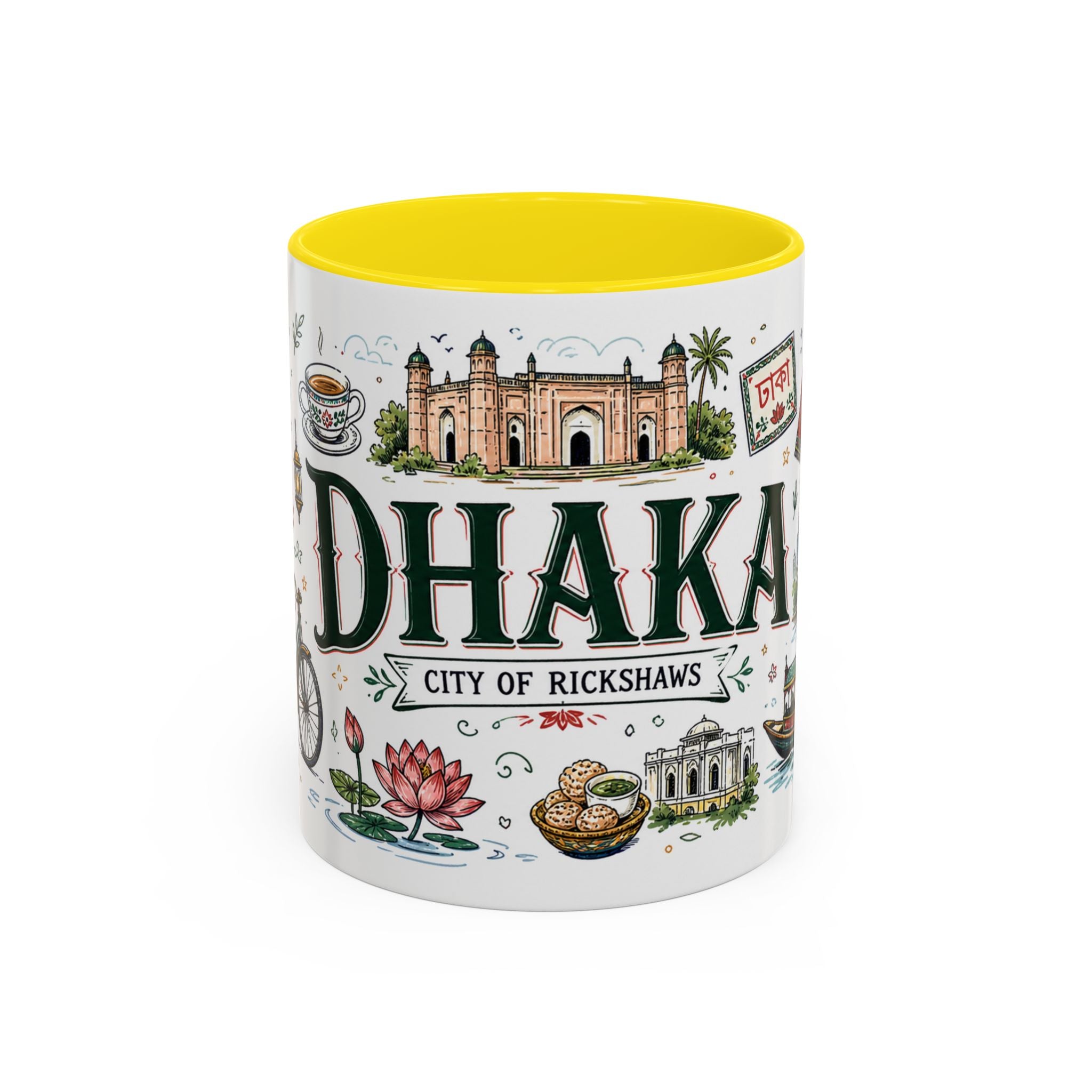 Dhaka Coffee Mug | Bangladesh Souvenir Travel Gift | Accent Color Ceramic 11oz 15oz