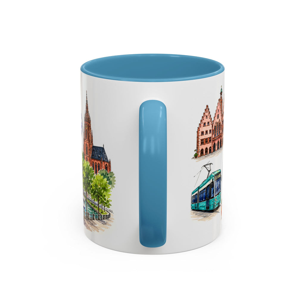 Frankfurt Illustrated Travel Mug | City Souvenir Accent Coffee Mug | 11oz 15oz Ceramic Cup