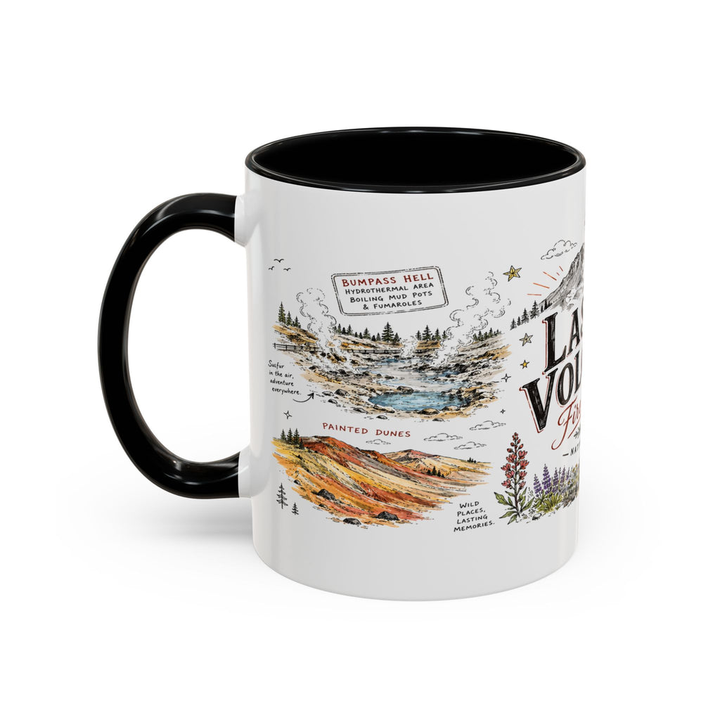 Lassen Volcanic National Park Coffee Mug | California Volcano Geothermal Hiking Gift | Accent Color Ceramic 11oz 15oz