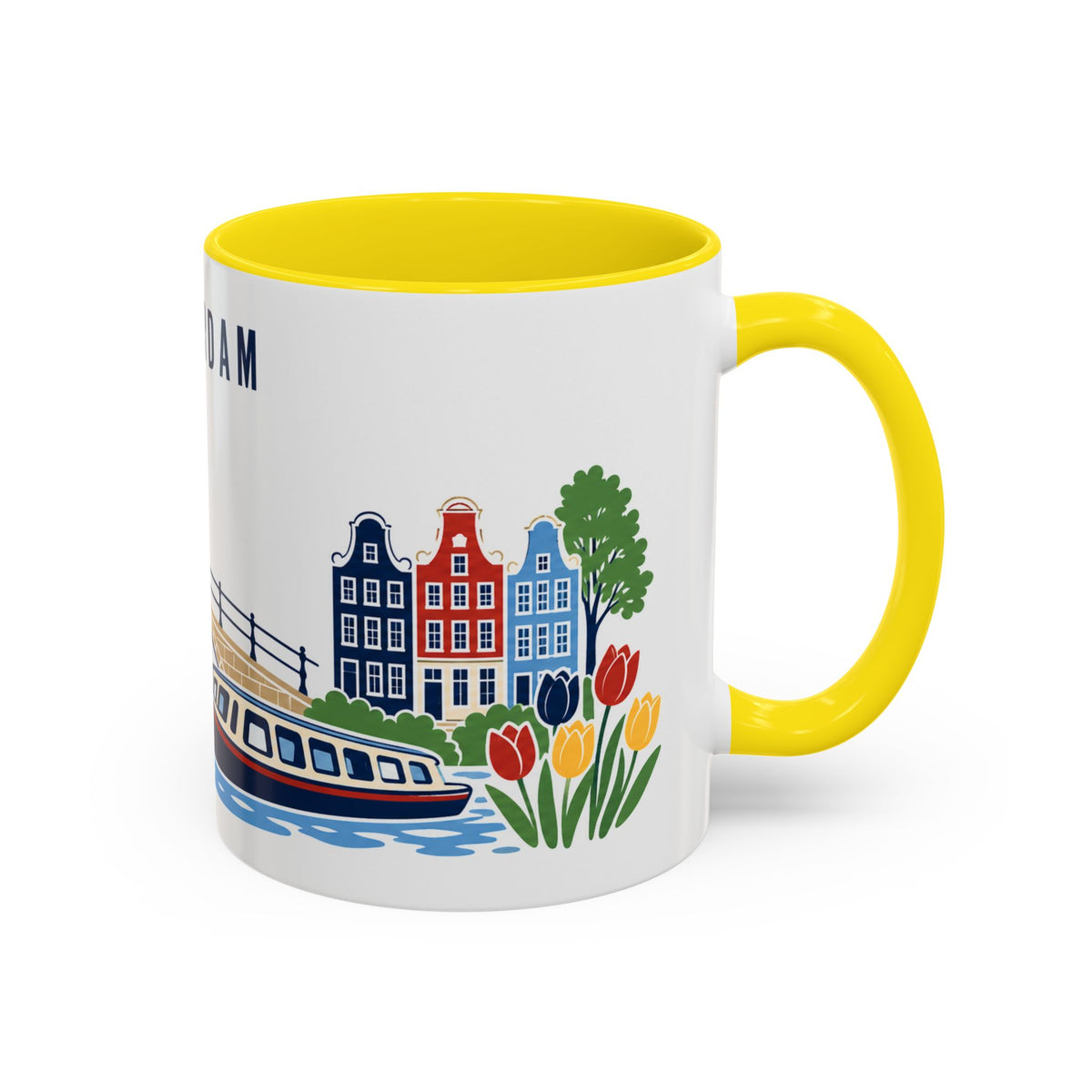 Amsterdam Coffee Mug | Netherlands Travel Souvenir | Porcelain Decal City Gift | 11oz 15oz Accent Mug