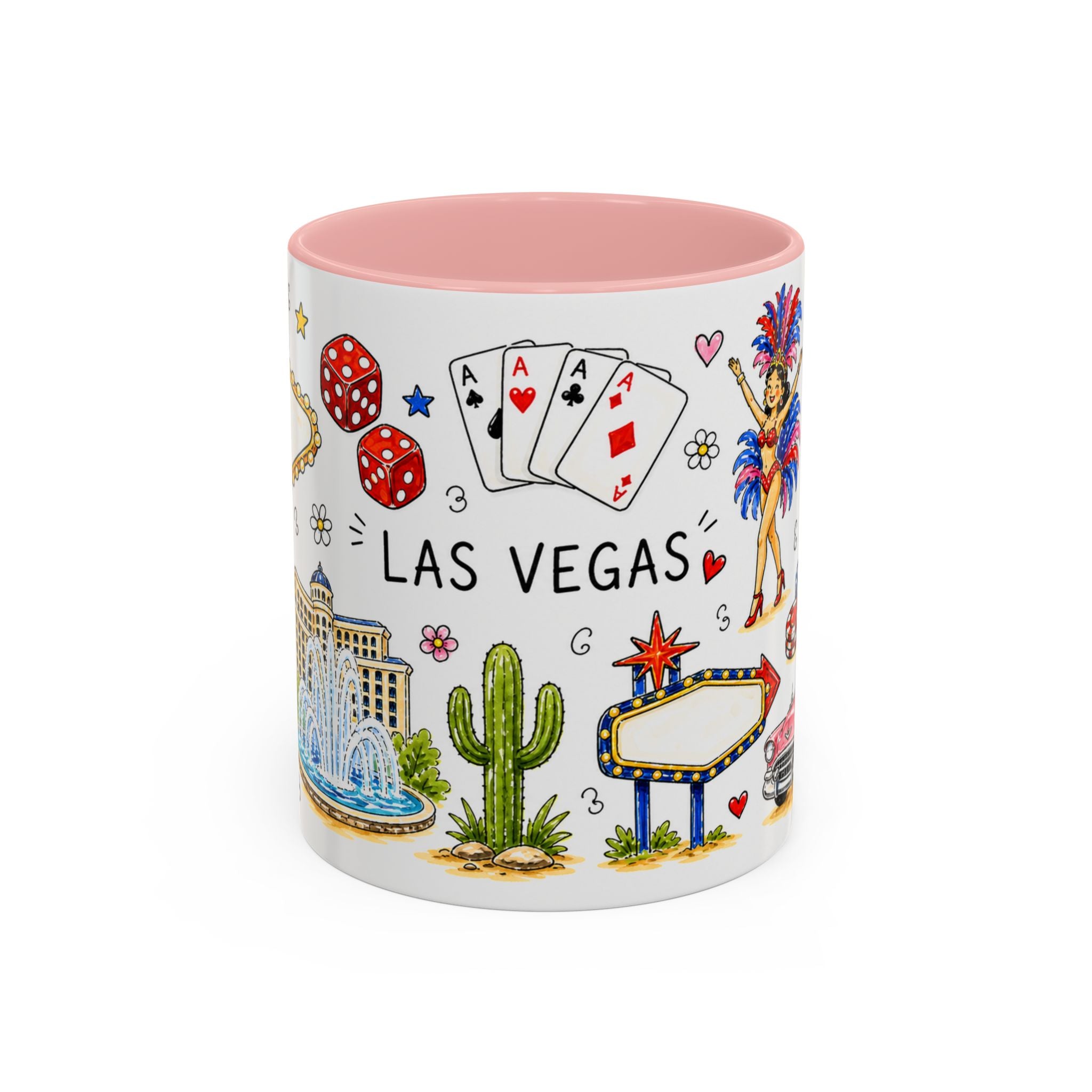 Las Vegas Illustrated Travel Mug | City Souvenir Accent Coffee Mug | 11oz 15oz Ceramic Cup