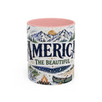 America the Beautiful Coffee Mug | Patriotic USA Gift | Accent Color Ceramic 11oz 15oz