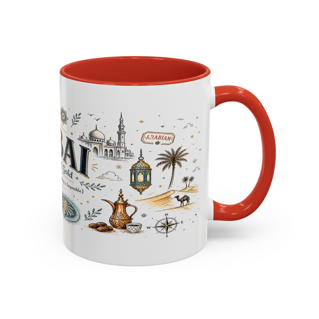 Dubai Coffee Mug | UAE Souvenir Travel Gift | Accent Color Ceramic 11oz 15oz