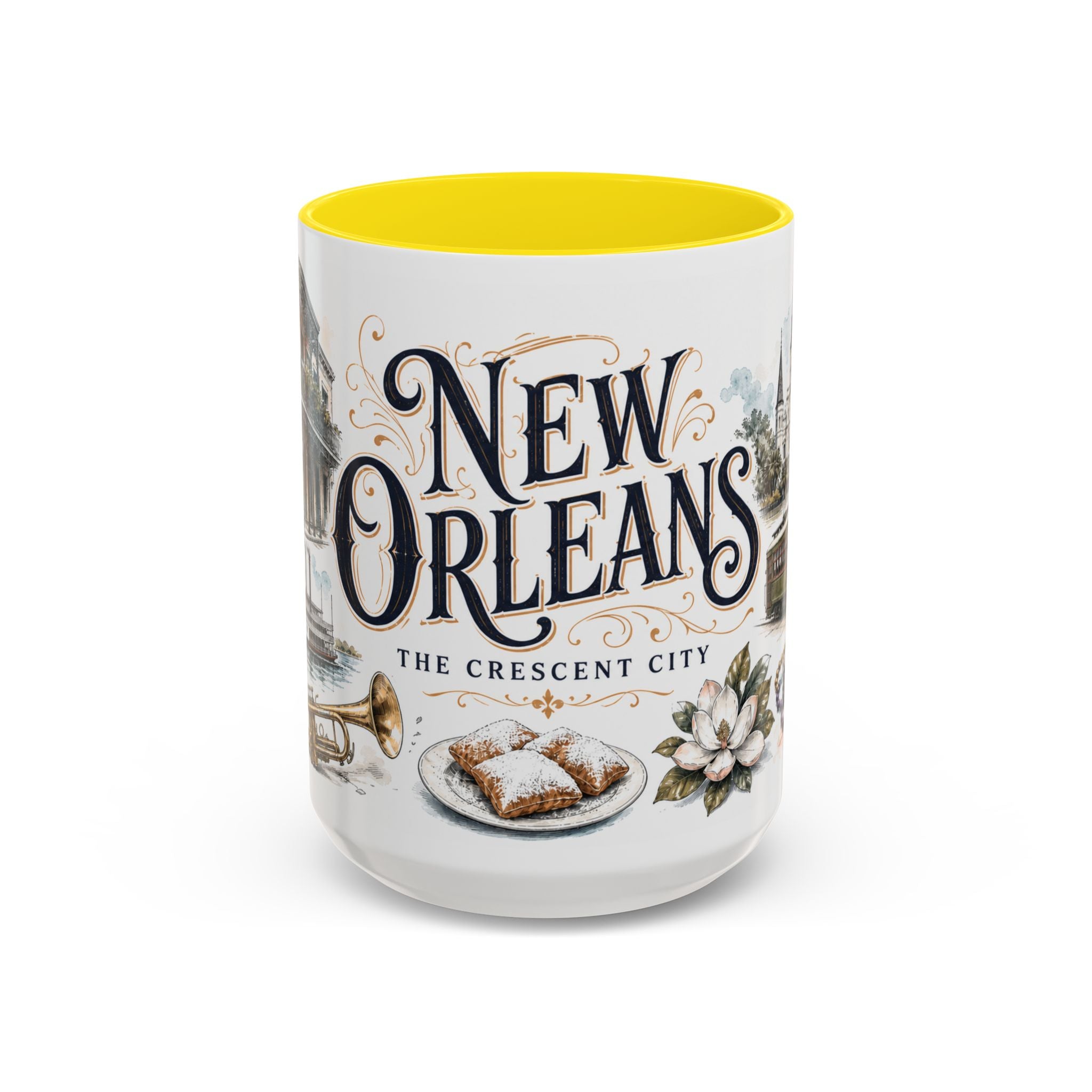 New Orleans Coffee Mug | United States Travel Souvenir | Vintage Illustrated City Gift | 11 oz 15 oz Accent Mug