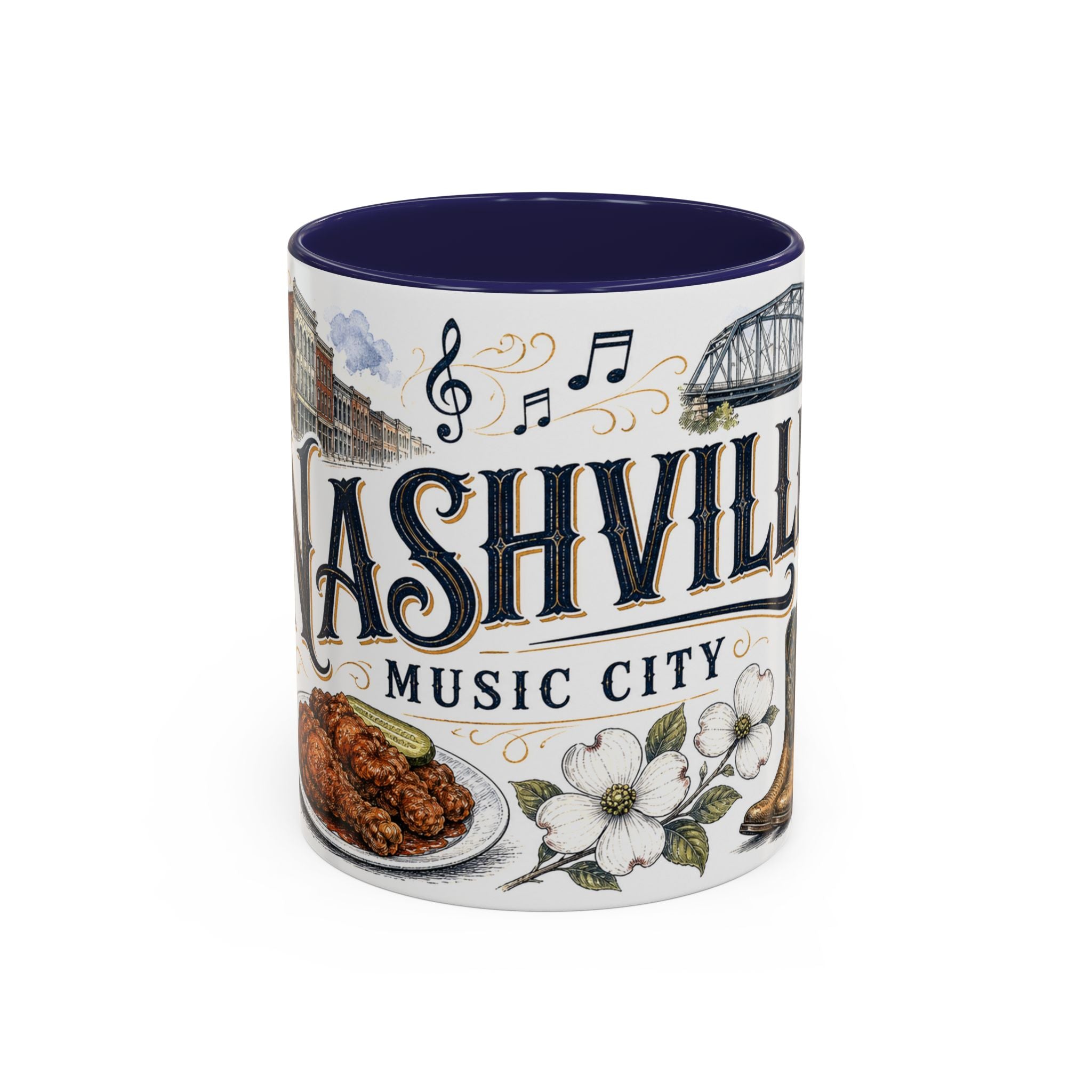 Nashville Coffee Mug | United States Travel Souvenir | Vintage Illustrated City Gift | 11 oz 15 oz Accent Mug
