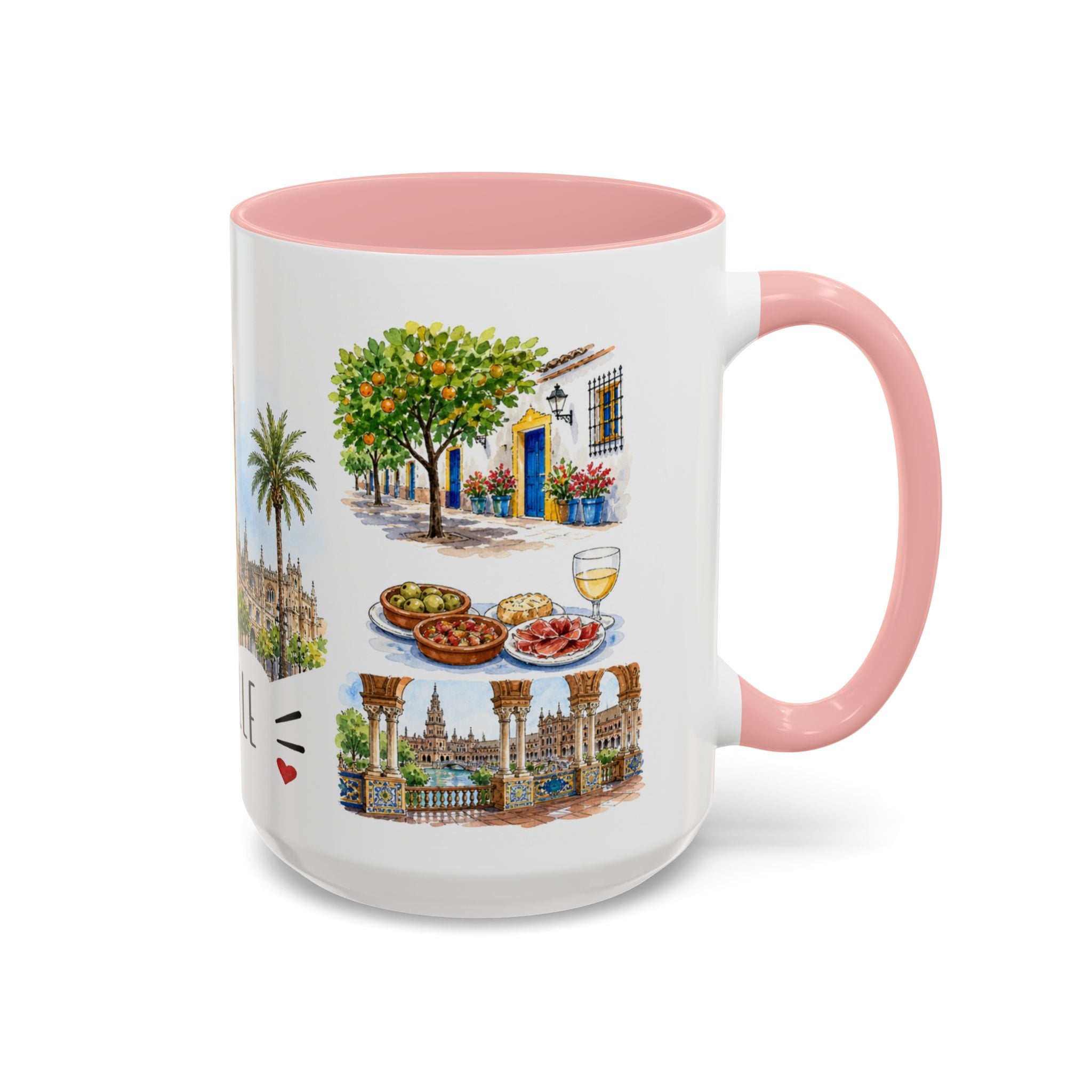 Seville Illustrated Travel Mug | City Souvenir Accent Coffee Mug | 11oz 15oz Ceramic Cup