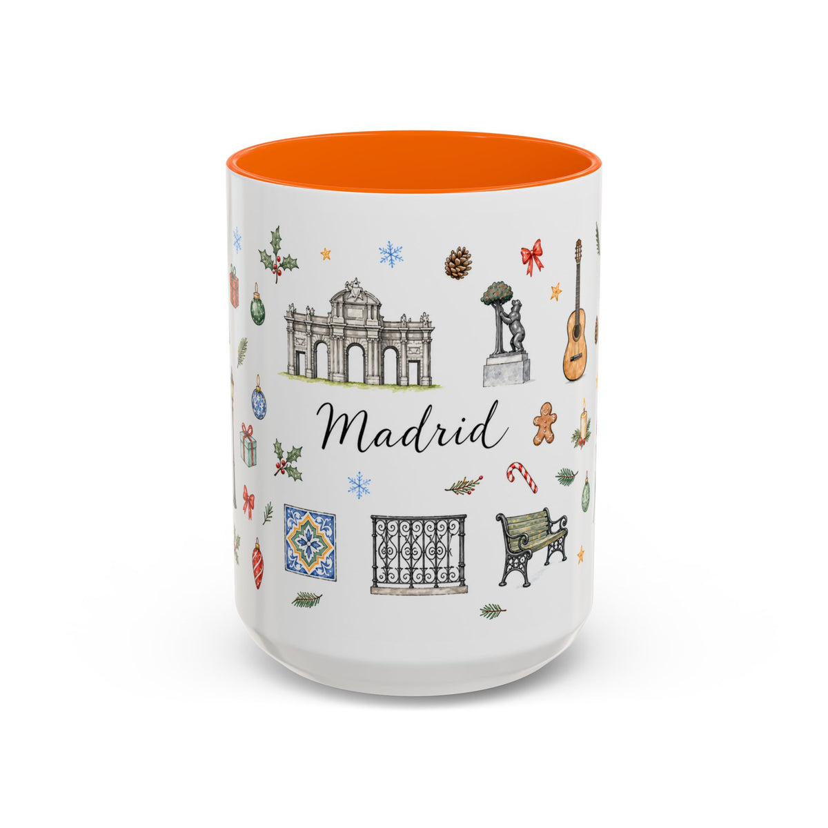 Madrid Christmas Mug | Watercolor City Souvenir, Travel Memories, Ceramic Coffee Cup