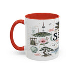 Seoul Coffee Mug | Korea Souvenir Travel Gift | Accent Color Ceramic 11oz 15oz