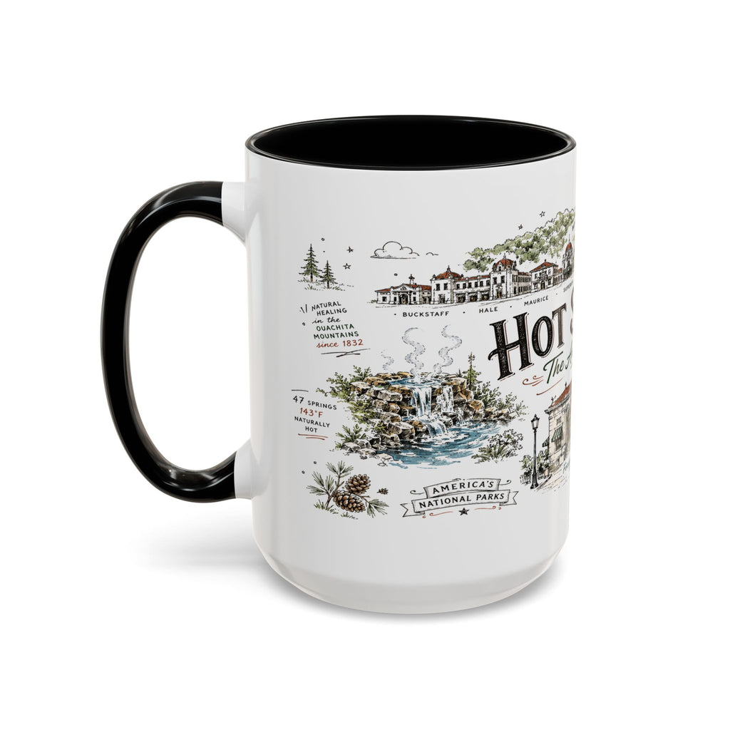 Hot Springs National Park Coffee Mug | Arkansas Thermal Spring Spa Gift | Accent Color Ceramic 11oz 15oz
