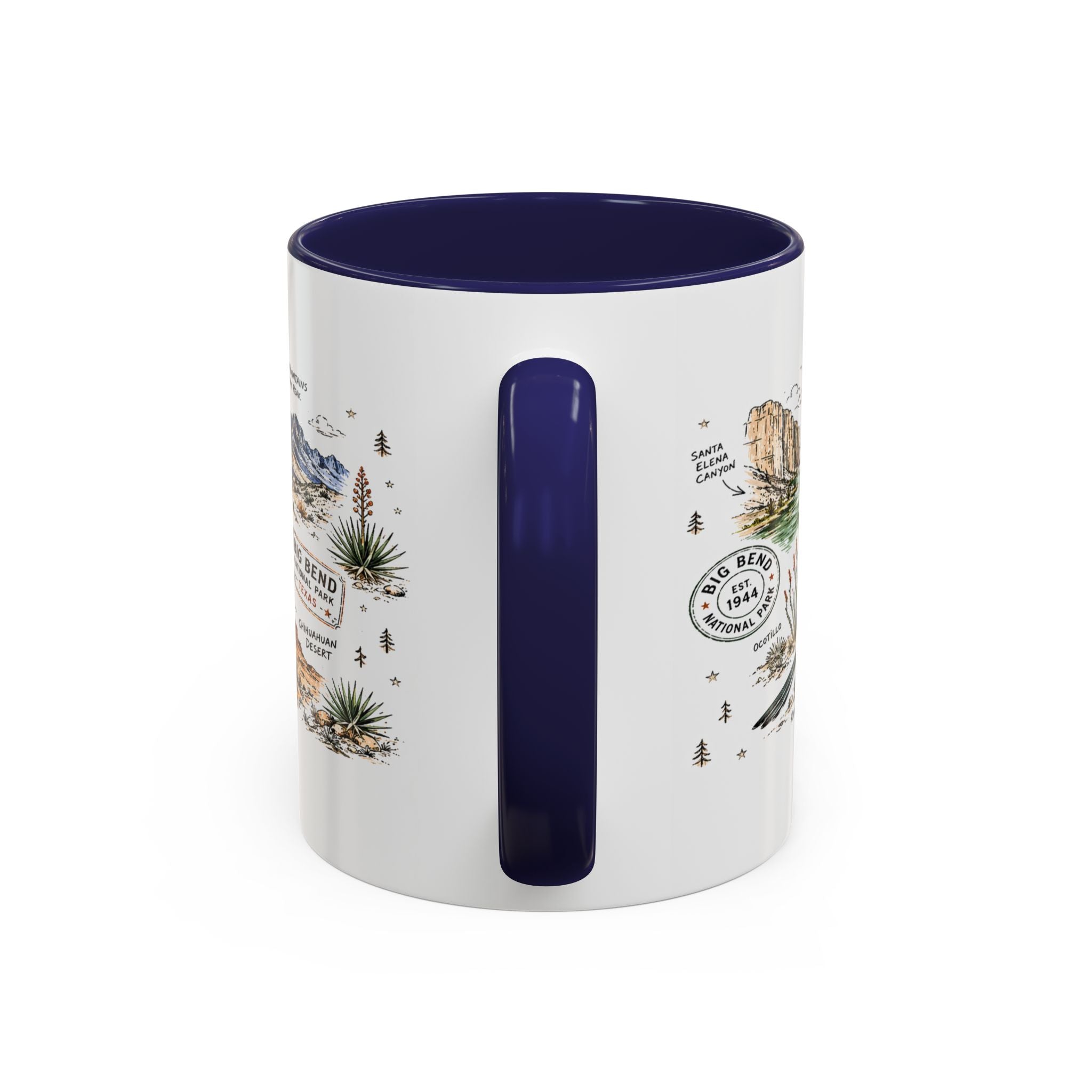 Big Bend National Park Coffee Mug | Texas Desert River Canyon Hiking Gift | Accent Color Ceramic 11oz 15oz