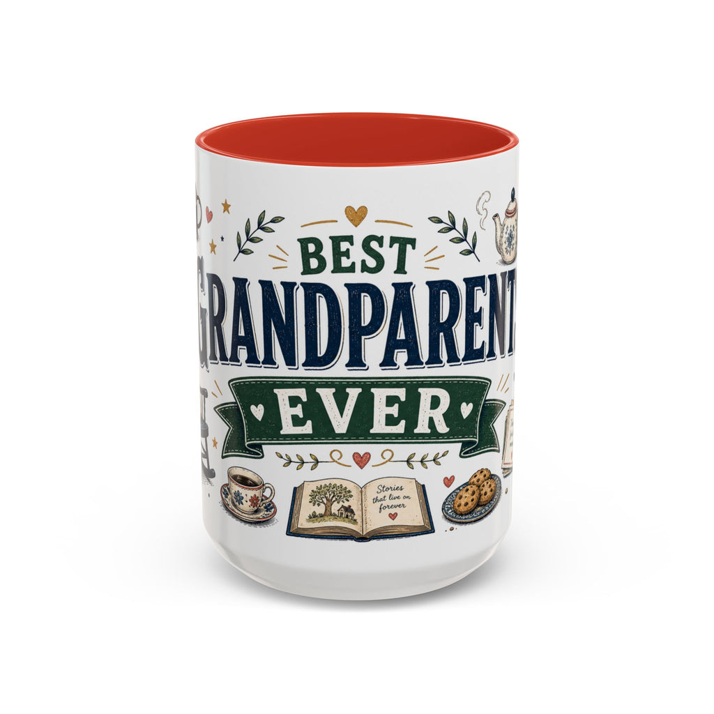 Best Grandparents Ever Coffee Mug | Gift From Grandkids | Accent Color Ceramic 11oz 15oz