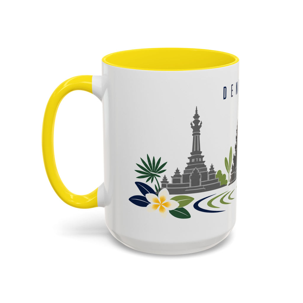 Denpasar Coffee Mug | Indonesia Travel Souvenir | Porcelain Decal City Gift | 11oz 15oz Accent Mug