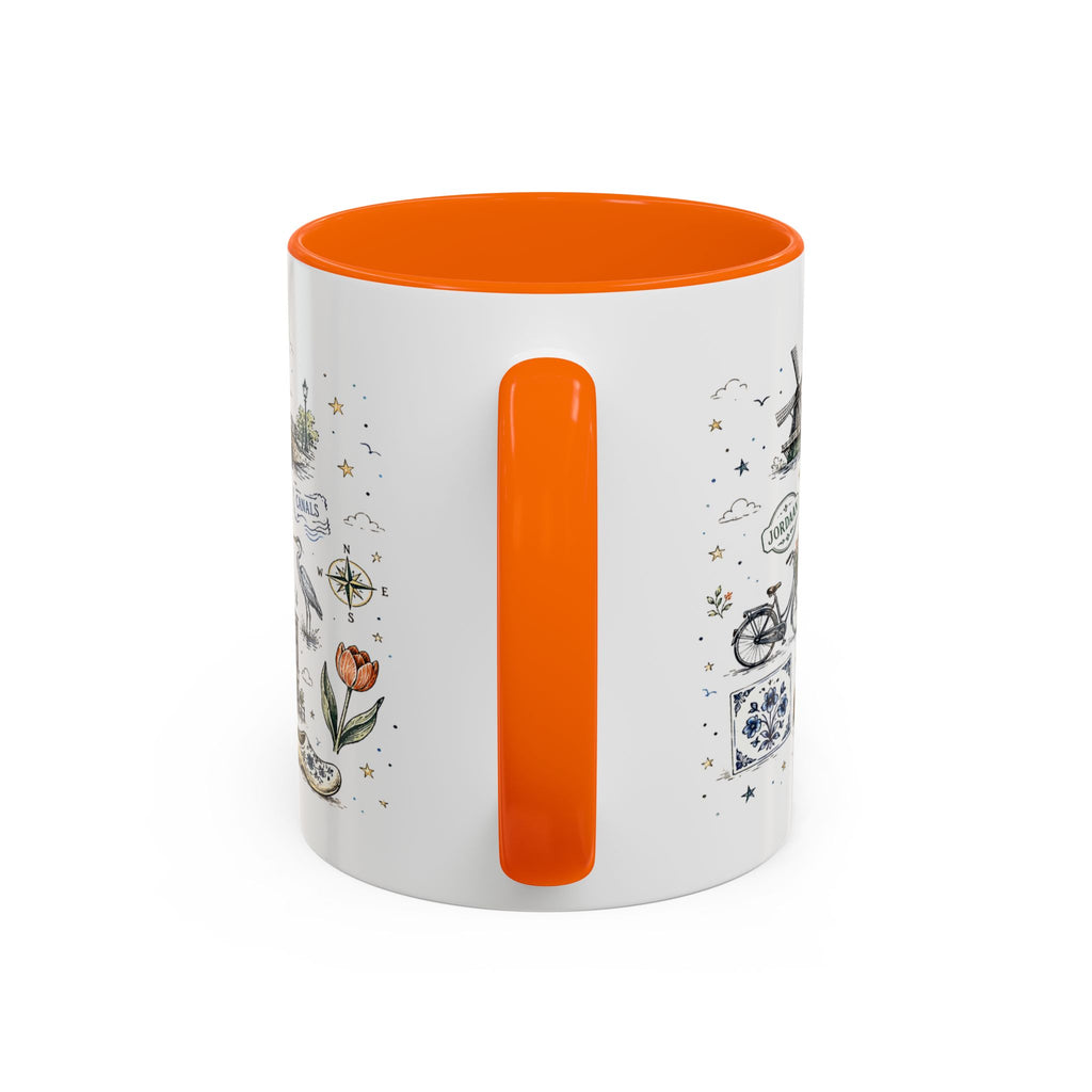 Amsterdam Coffee Mug | Netherlands Souvenir Travel Gift | Accent Color Ceramic 11oz 15oz