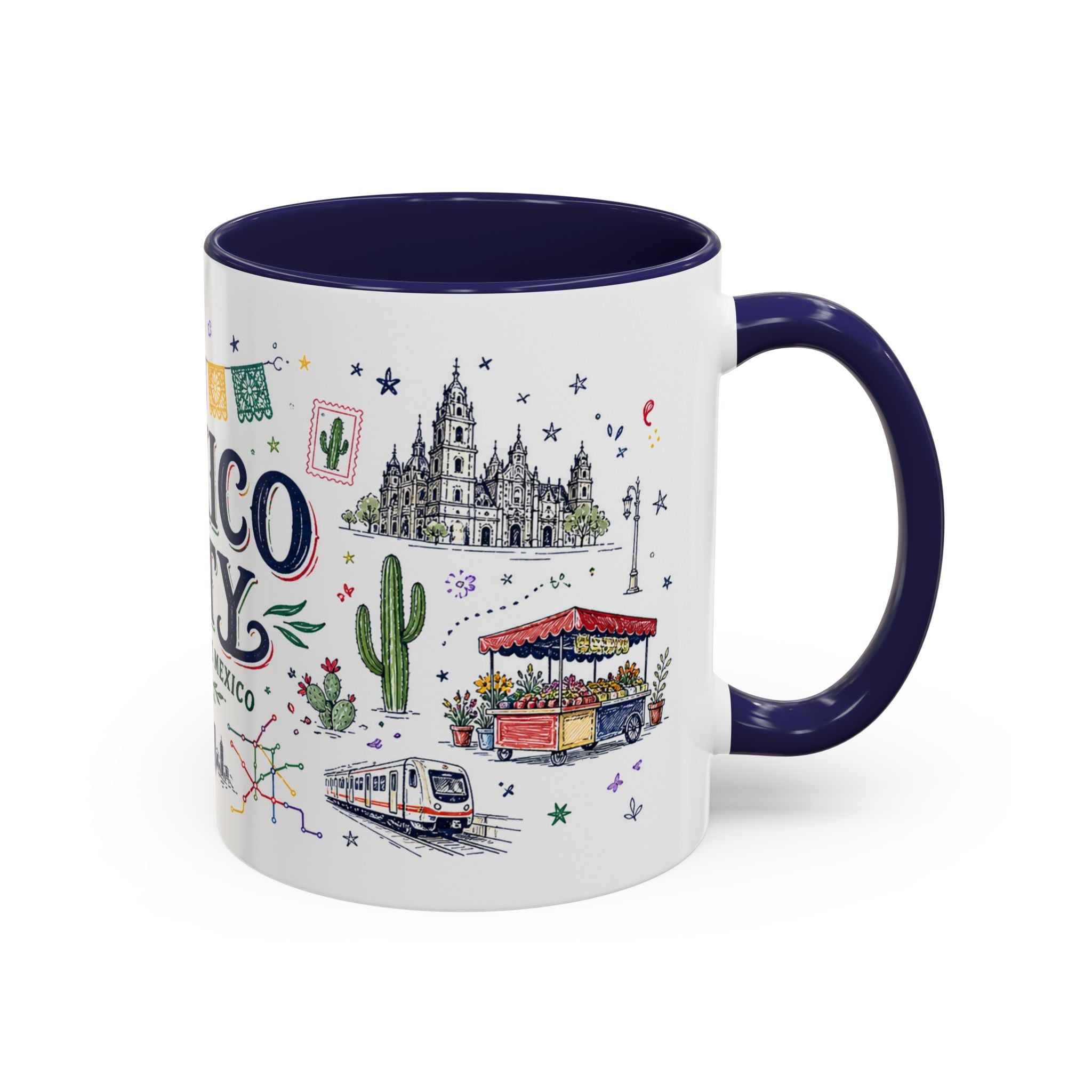 Mexico City Coffee Mug | Mexico Souvenir Travel Gift | Accent Color Ceramic 11oz 15oz
