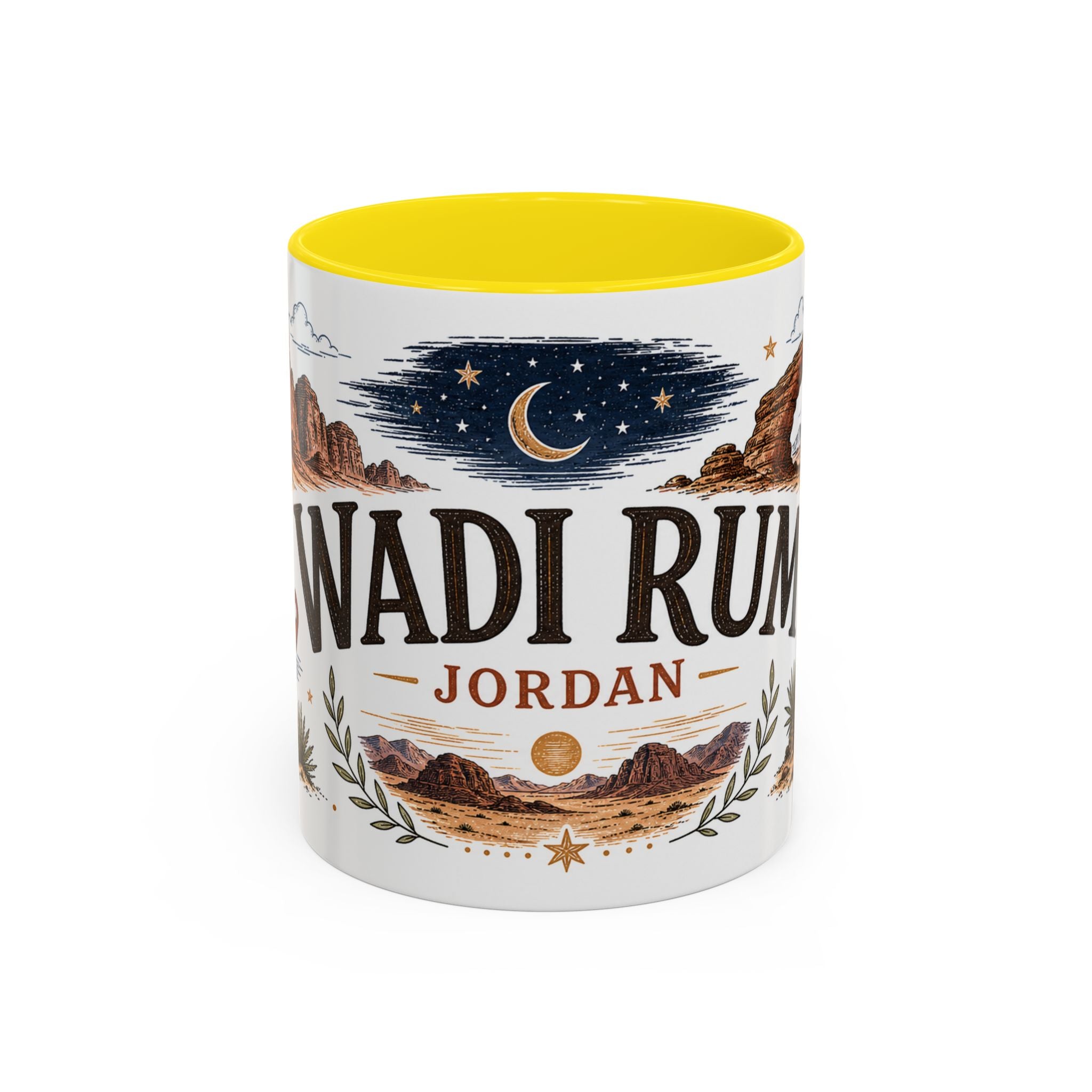 Wadi Rum Coffee Mug | Travel Destination Souvenir Gift | Accent Color Ceramic 11oz 15oz