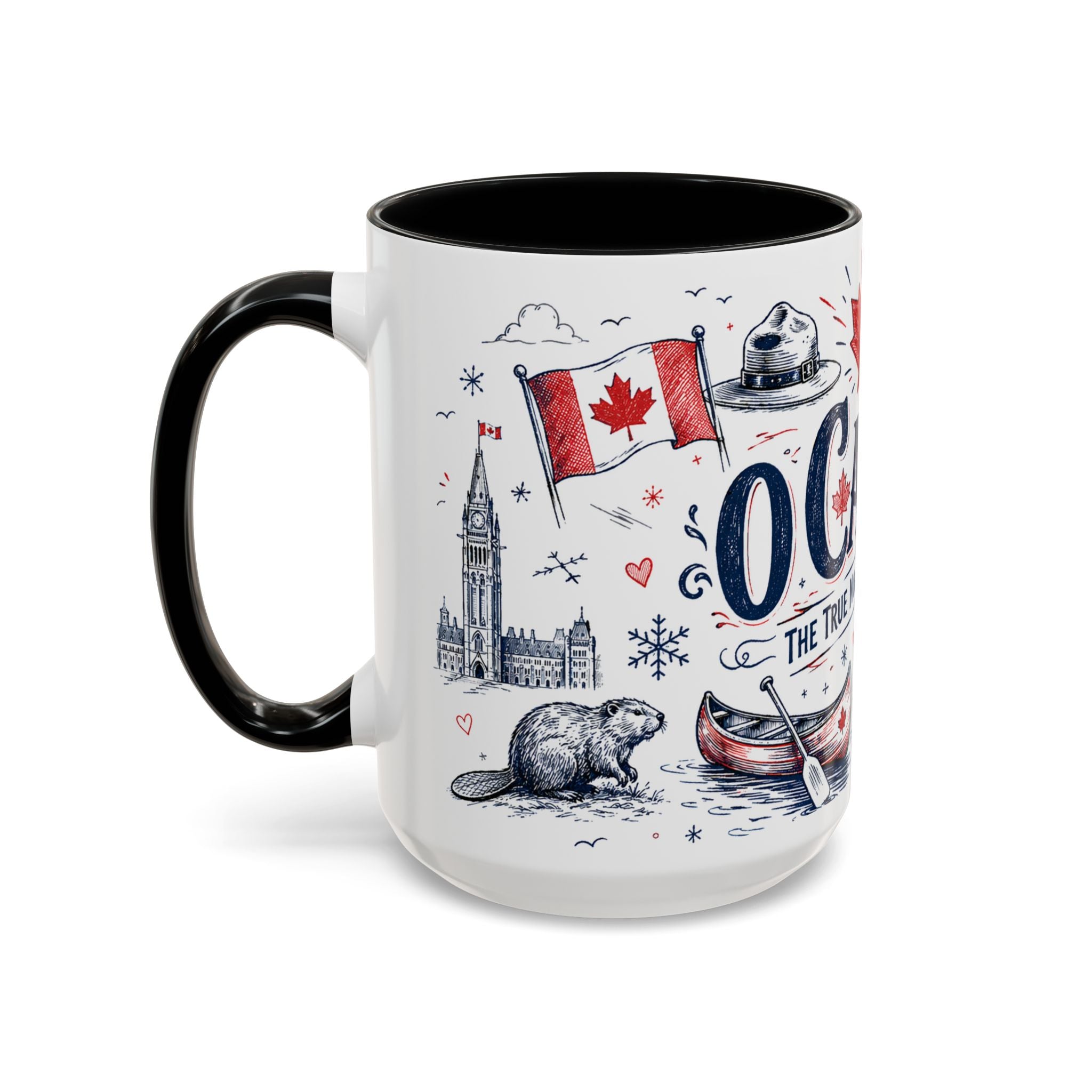 O Canada True North Coffee Mug | Canadian Pride Gift | Accent Color Ceramic 11oz 15oz