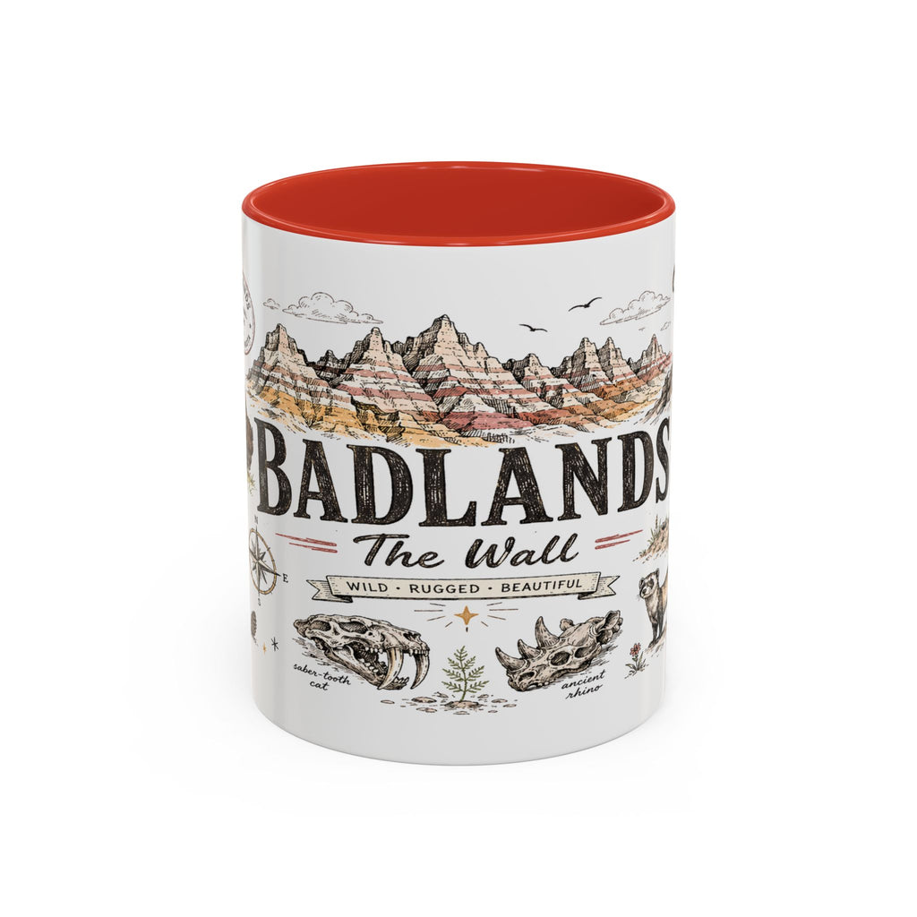 Badlands National Park Coffee Mug | South Dakota Prairie Fossil Hiking Gift | Accent Color Ceramic 11oz 15oz