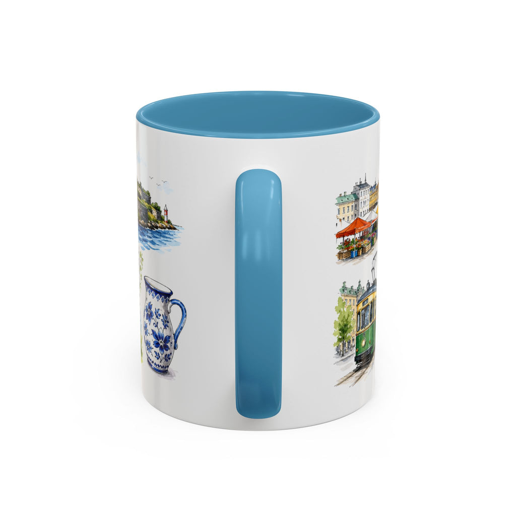 Helsinki Illustrated Travel Mug | City Souvenir Accent Coffee Mug | 11oz 15oz Ceramic Cup