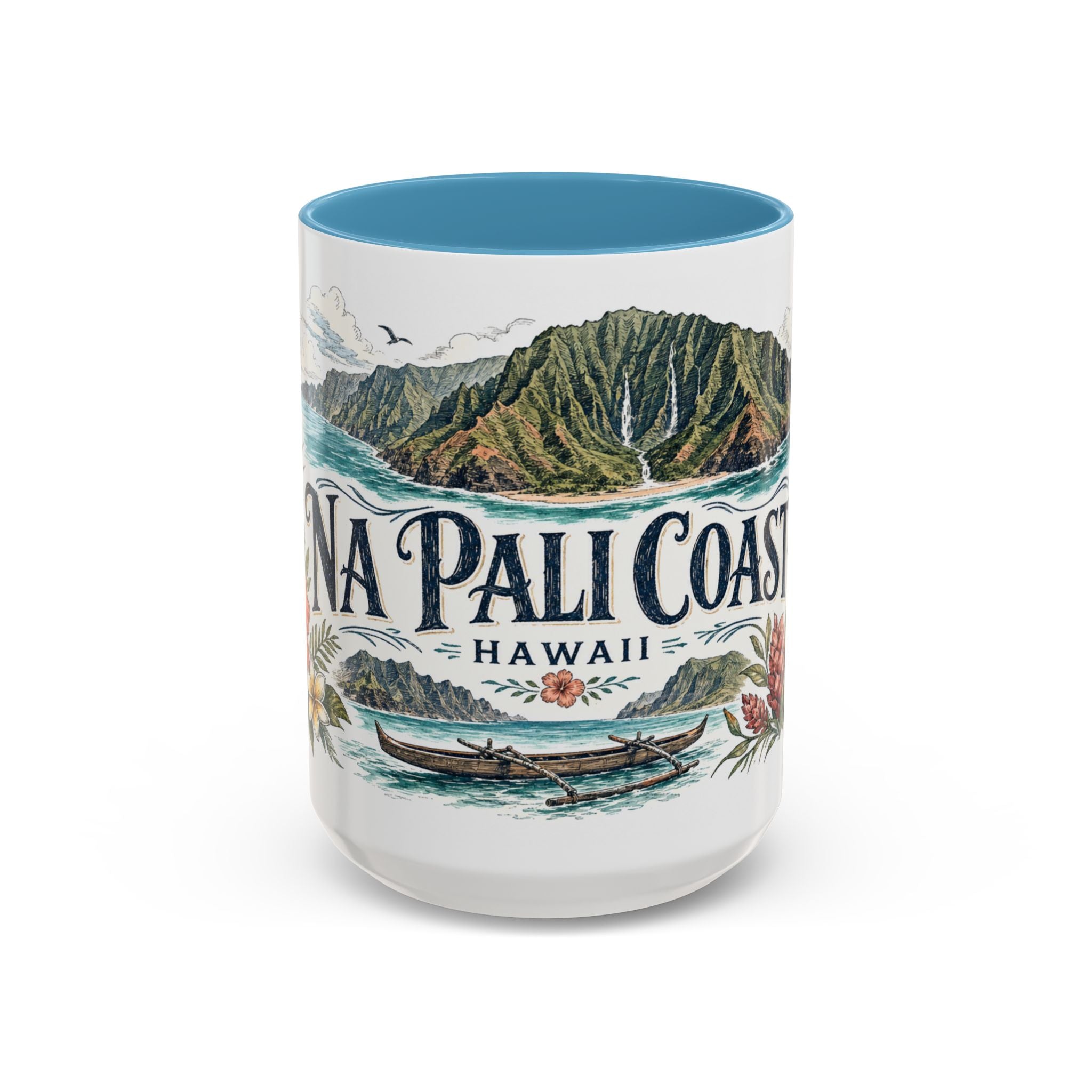 Na Pali Coast Mug, Hawaii Travel Souvenir, Bucket List Gift, Accent Ceramic Coffee Mug 11oz 15oz