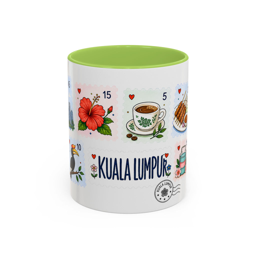 Kuala Lumpur Coffee Mug | Postage Stamp Collage Mug | Travel Souvenir Accent Cup 11oz 15oz