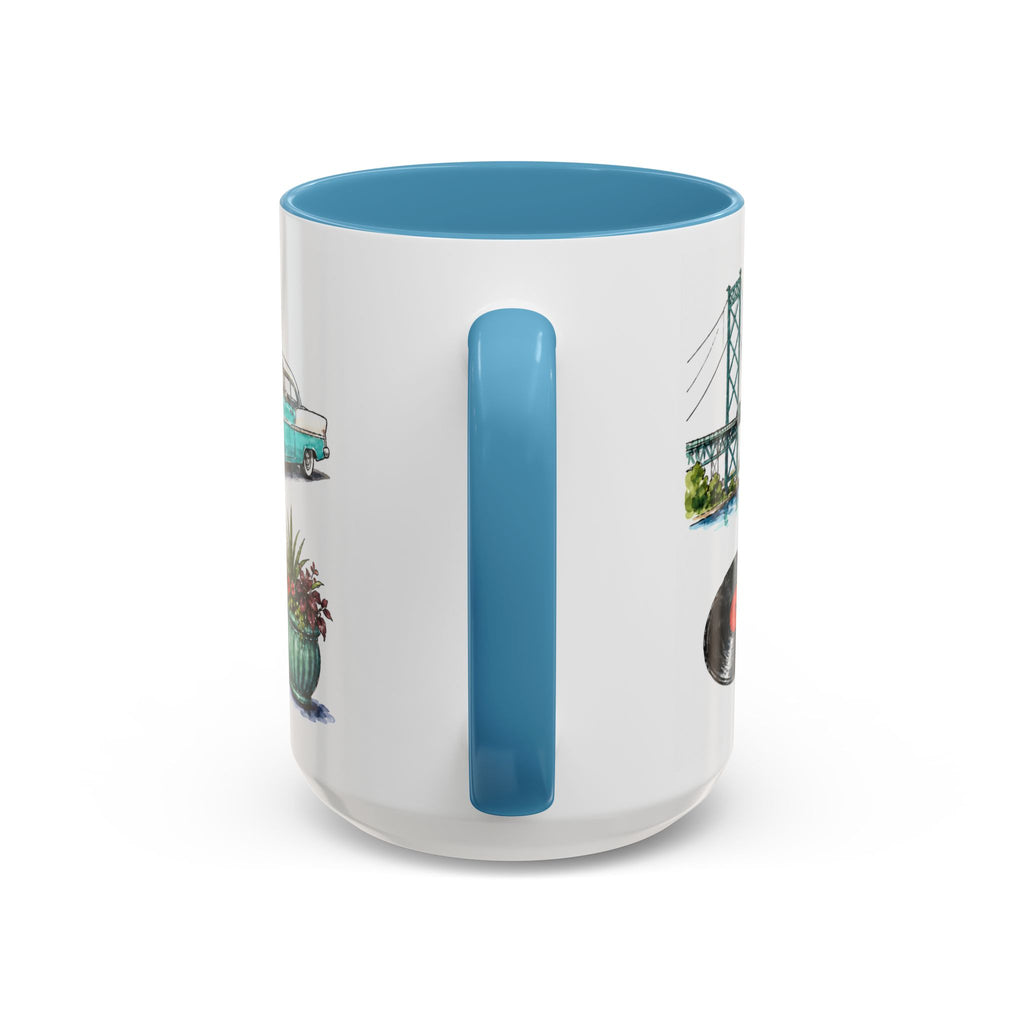 Detroit Illustrated Travel Mug | City Souvenir Accent Coffee Mug | 11oz 15oz Ceramic Cup