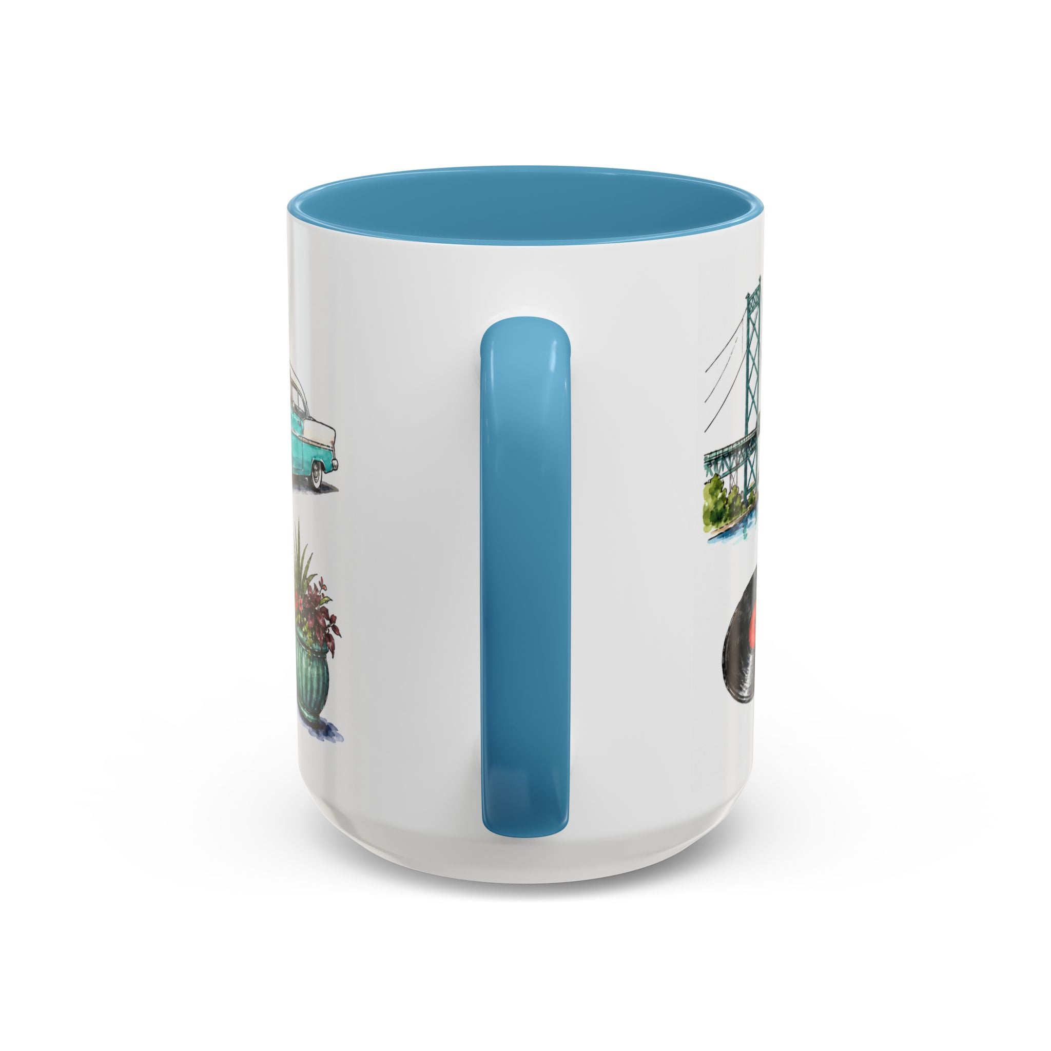 Detroit Illustrated Travel Mug | City Souvenir Accent Coffee Mug | 11oz 15oz Ceramic Cup