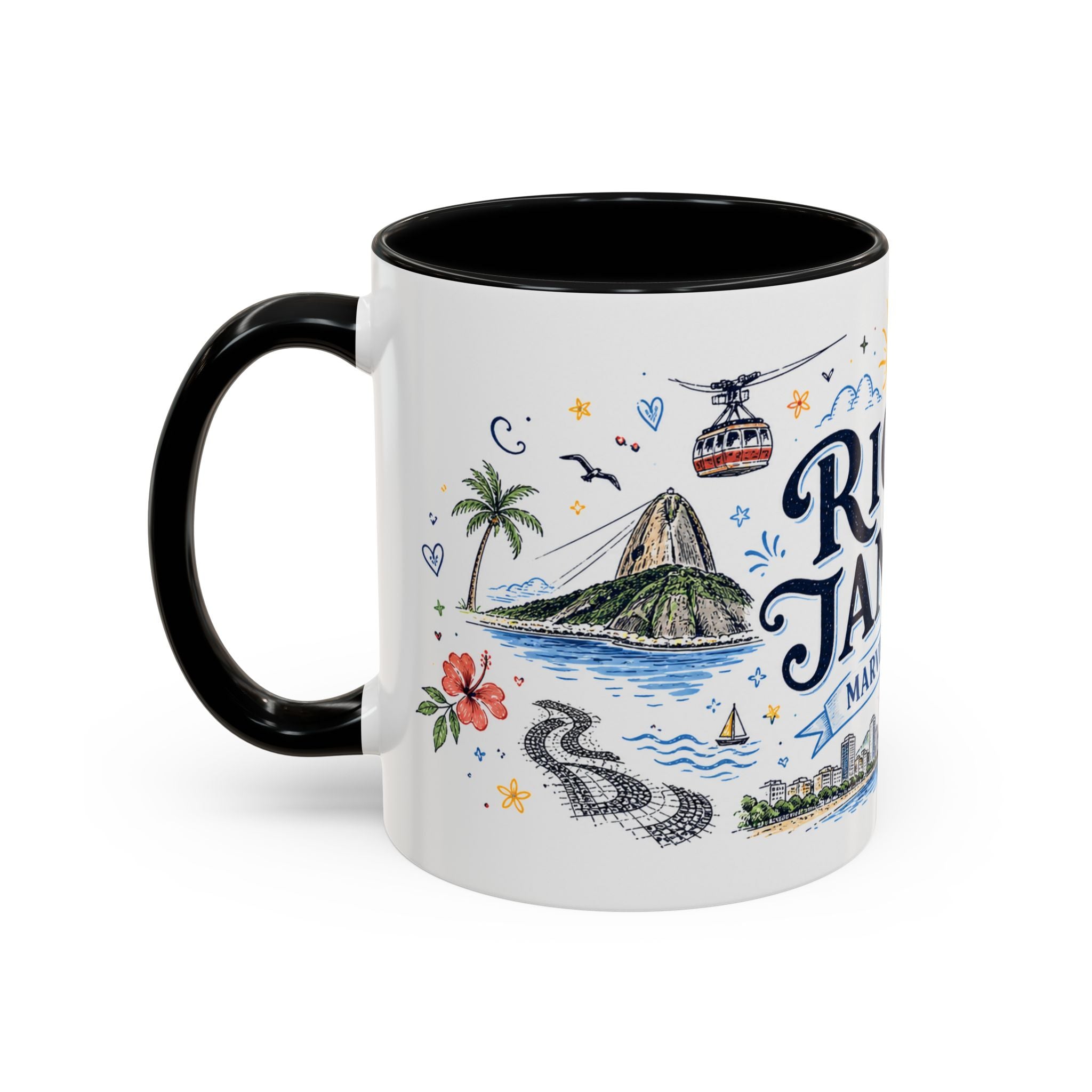 Rio de Janeiro Coffee Mug | Brazil Souvenir Travel Gift | Accent Color Ceramic 11oz 15oz