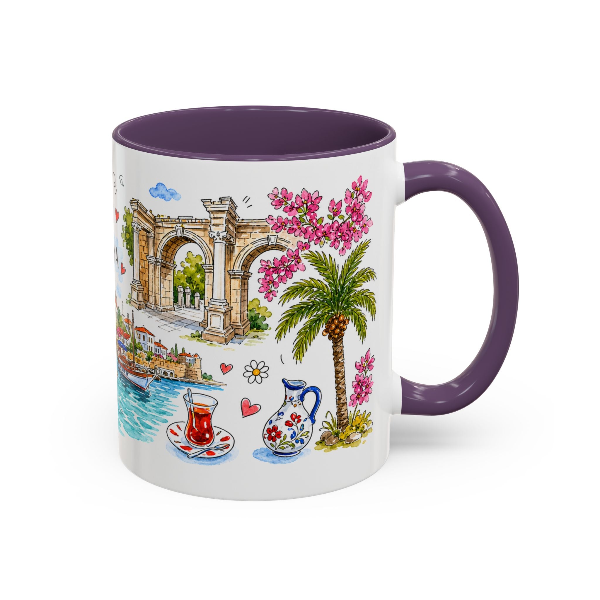 Antalya Travel Mug | European City Souvenir Accent Coffee Mug | 11oz 15oz Ceramic Cup
