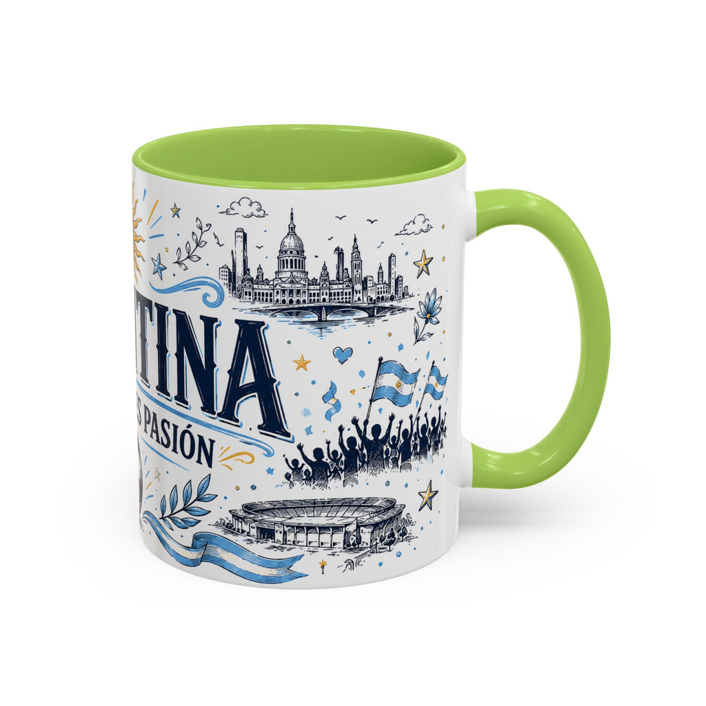 Argentina Soccer Coffee Mug | Soccer Fan Gift | Accent Color Ceramic 11oz 15oz Match Day Cup