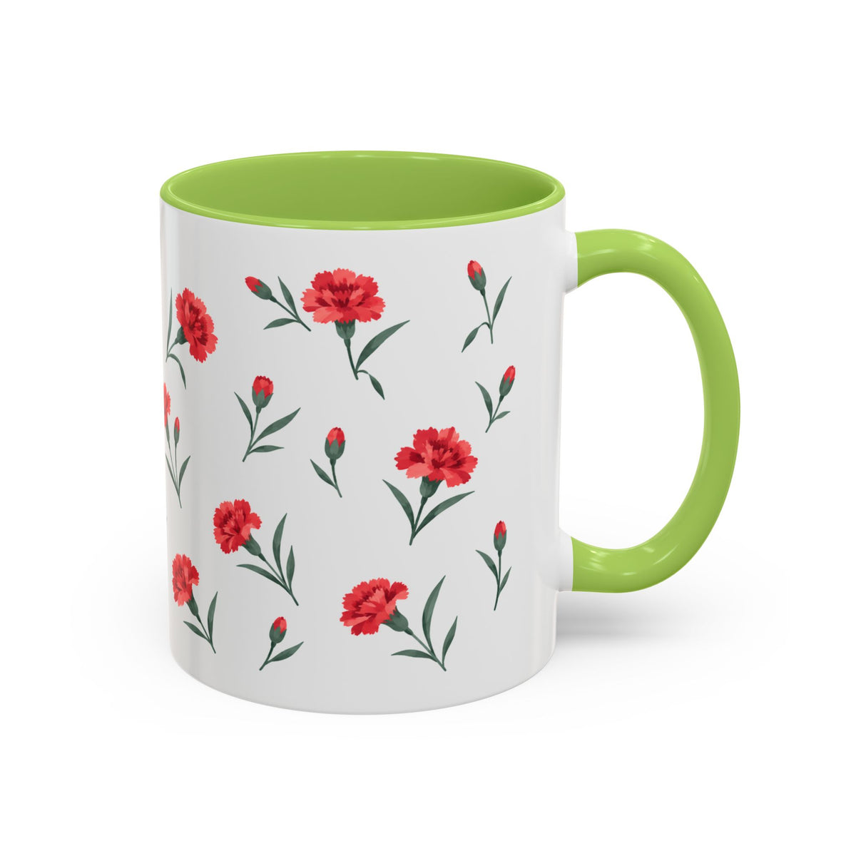Ohio Scarlet Carnation Mug, State Flower Floral Coffee Cup, 11oz Botanical Gift
