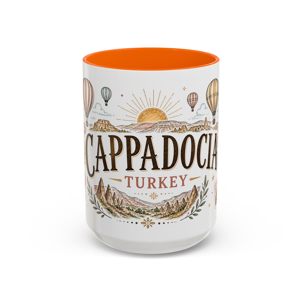 Cappadocia Coffee Mug | Travel Destination Souvenir Gift | Accent Color Ceramic 11oz 15oz