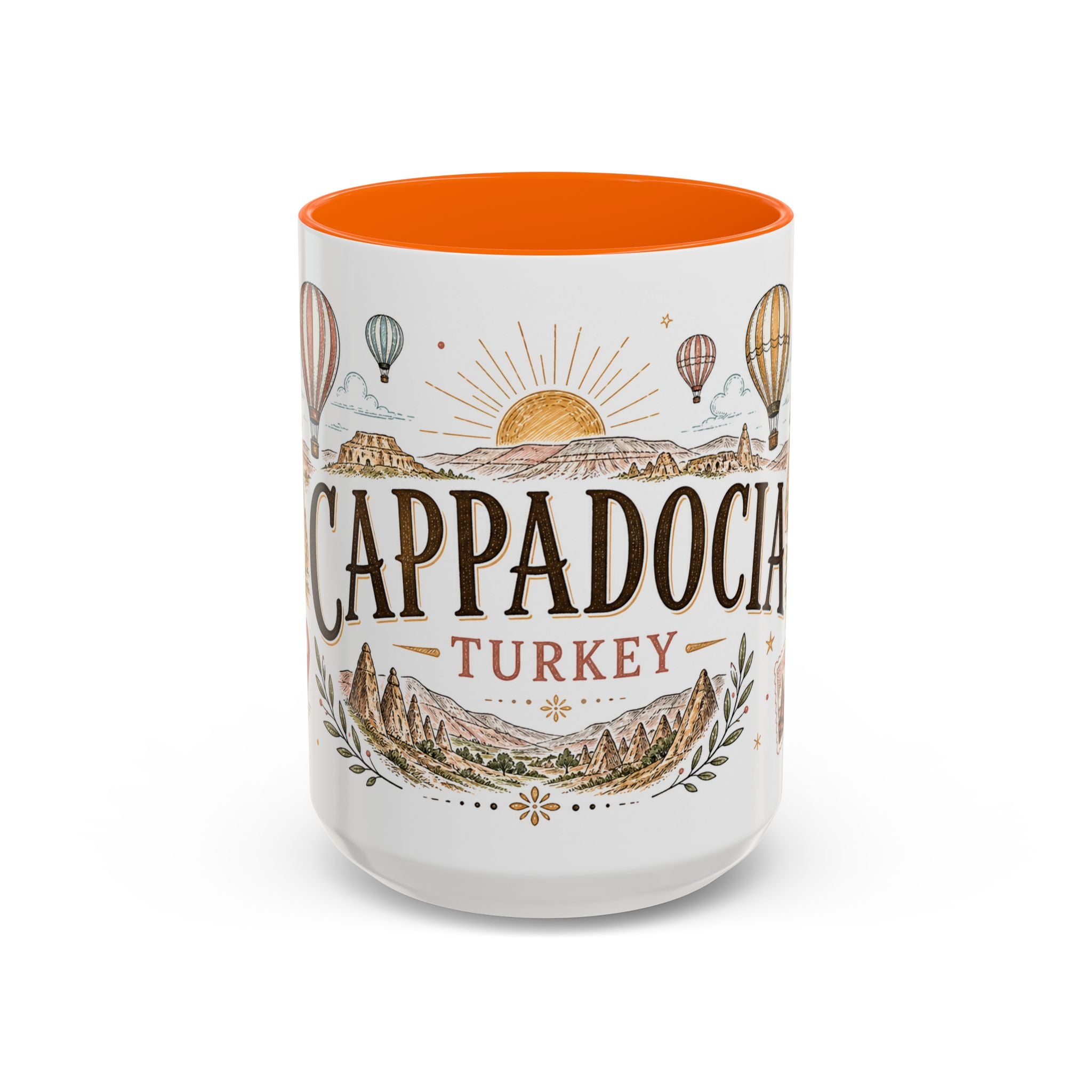 Cappadocia Coffee Mug | Travel Destination Souvenir Gift | Accent Color Ceramic 11oz 15oz