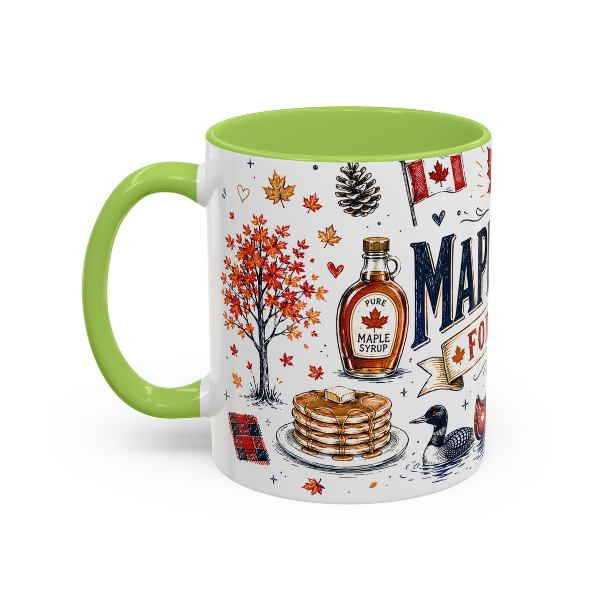 Maple Leaf Forever Coffee Mug | Canadian Pride Gift | Accent Color Ceramic 11oz 15oz