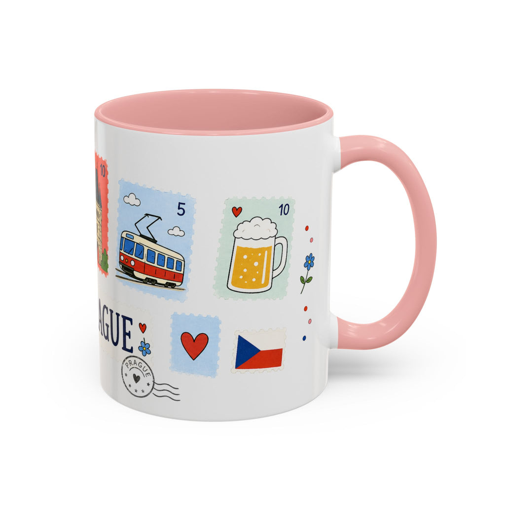 Prague Coffee Mug | Postage Stamp Collage Mug | Travel Souvenir Accent Cup 11oz 15oz