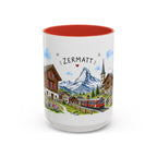 Zermatt Illustrated Travel Mug | Switzerland Souvenir Accent Coffee Mug | 11oz 15oz Ceramic Cup