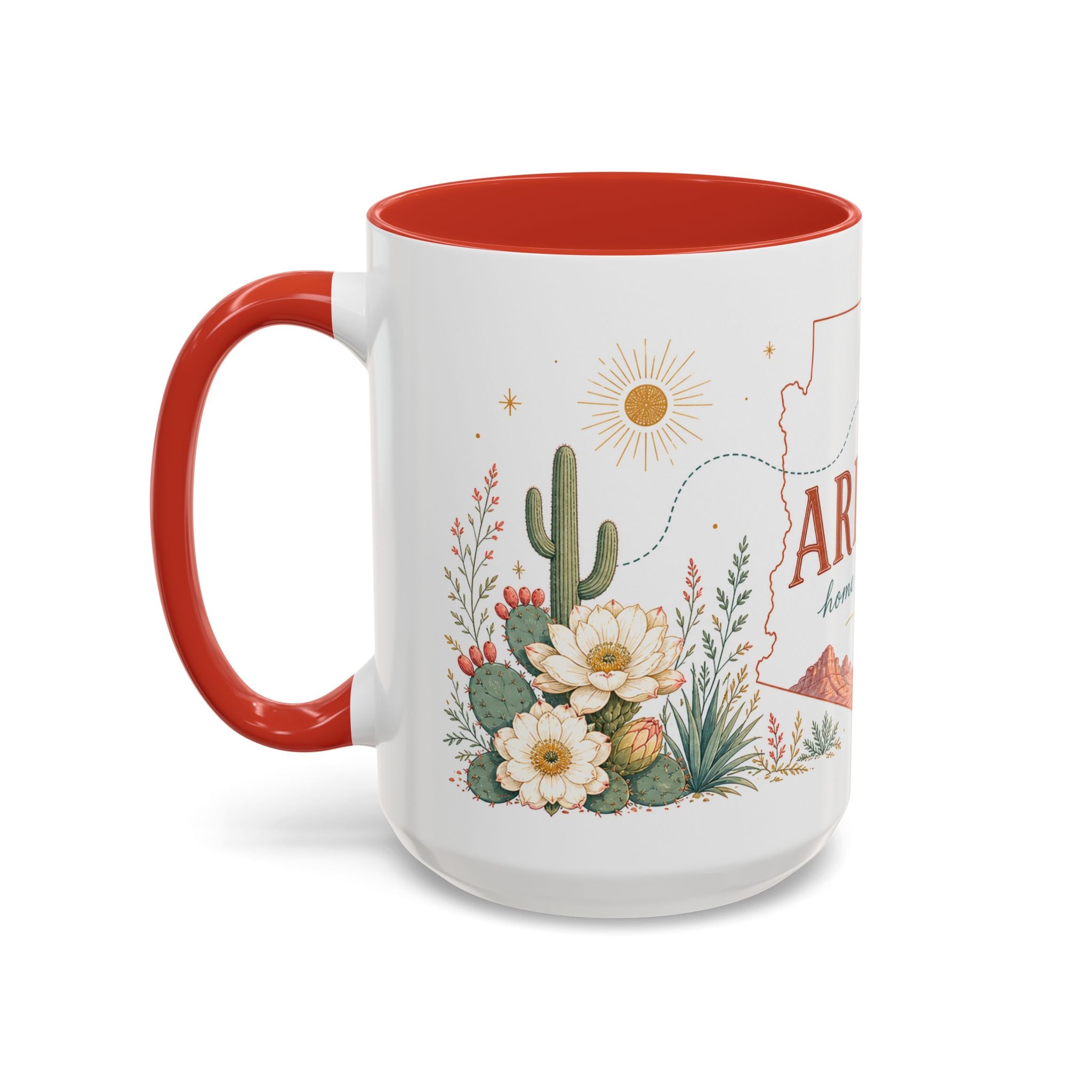 Arizona State Map Mug | Desert Landscape, Botanical Accents, Homesick Gift
