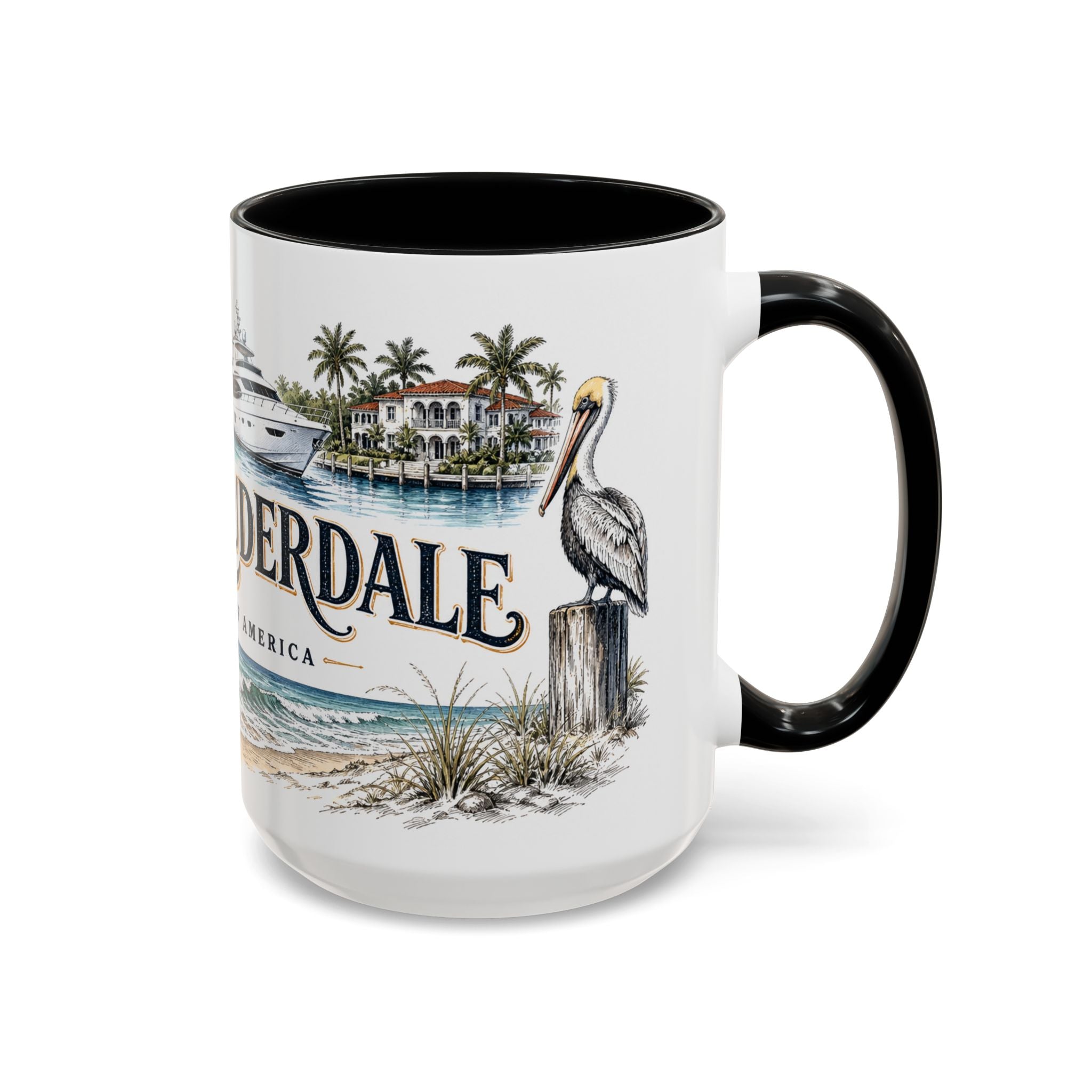 Fort Lauderdale Coffee Mug | United States Travel Souvenir | Vintage Illustrated City Gift | 11 oz 15 oz Accent Mug